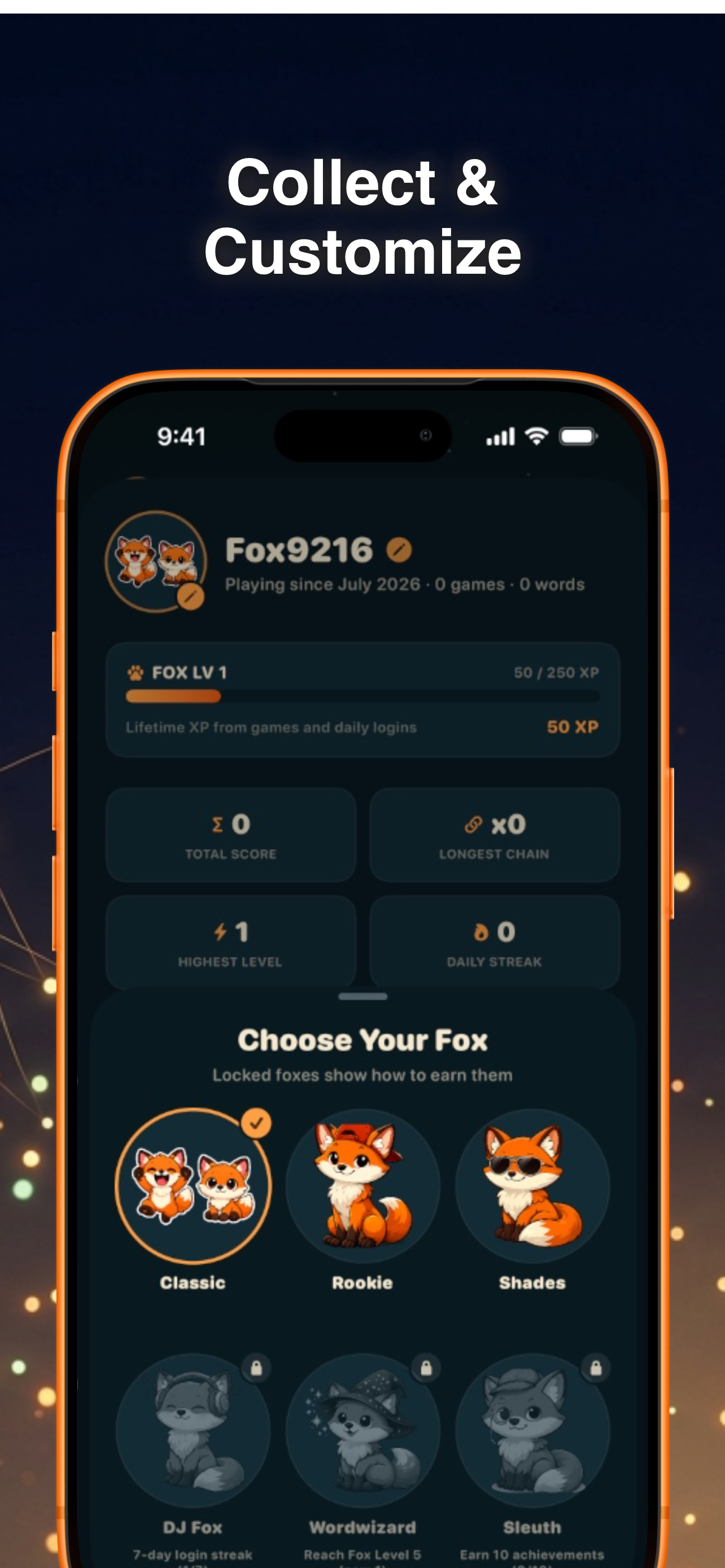 Customize your fox with unlockable looks
